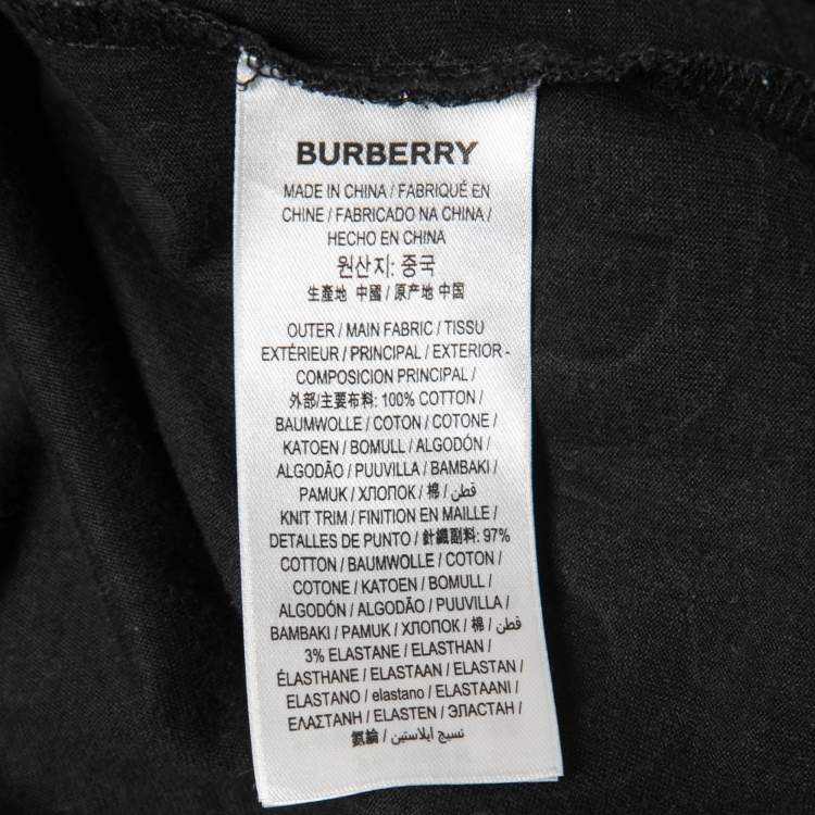 Pre Owned Burberry Black Logo Printed Crew Neck T Shirt M