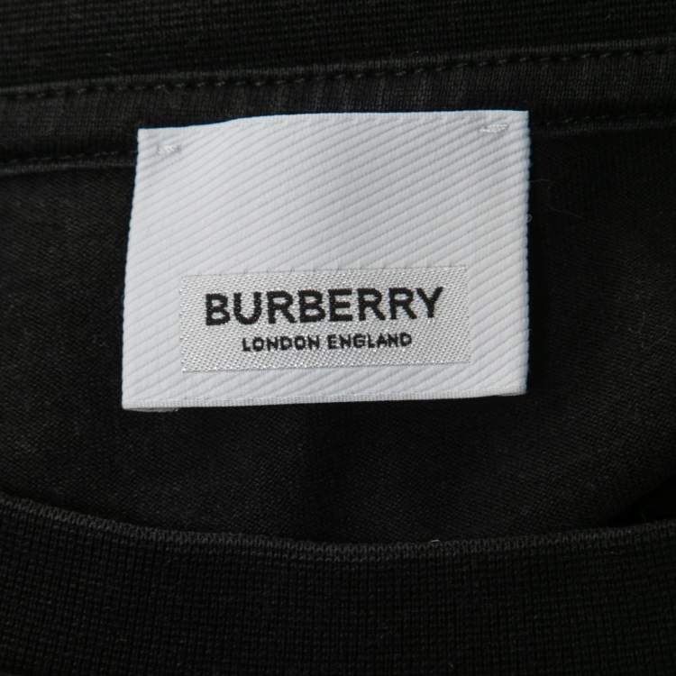 Pre Owned Burberry Black Logo Printed Crew Neck T Shirt M