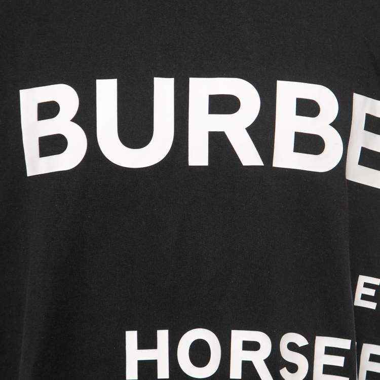 Pre Owned Burberry Black Logo Printed Crew Neck T Shirt M