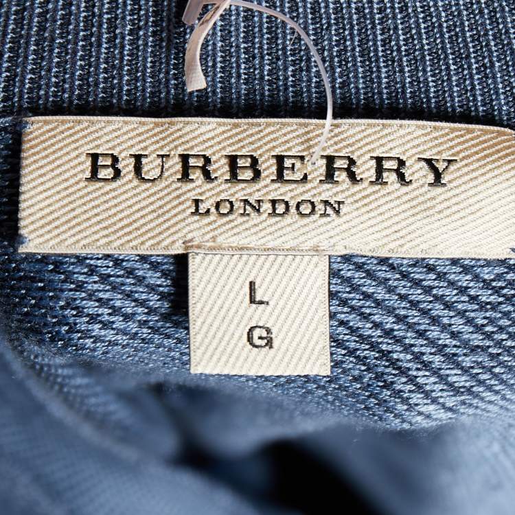 Pre Owned Burberry Navy Blue Elmshurst Check Silk Knit Crewneck Sweater L