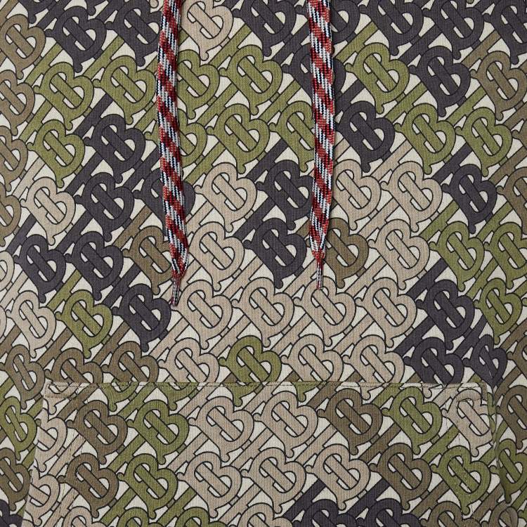 Pre Owned Burberry Green Camouflage Monogram Printed Cotton Knit Hoodie S