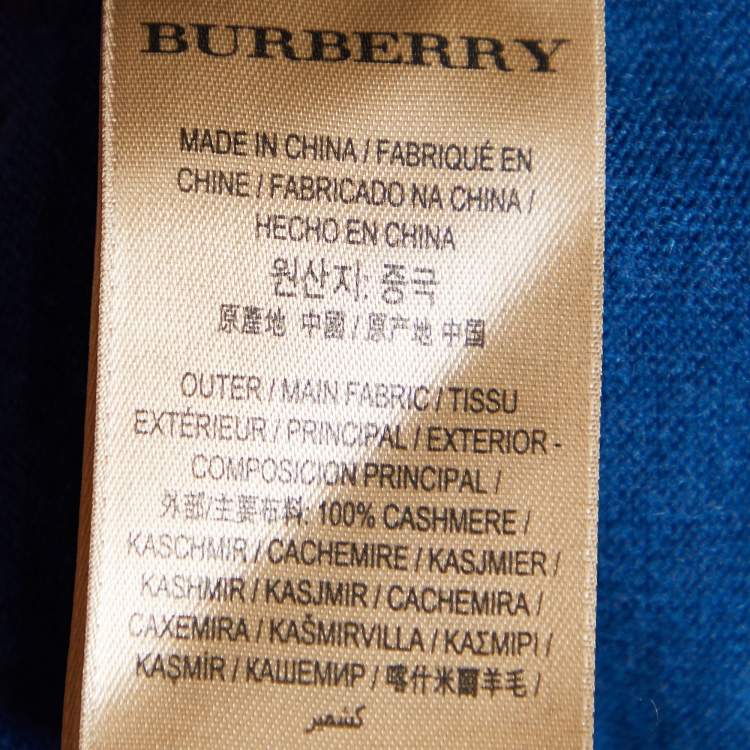Pre Owned Burberry Navy Blue Cashmere Crewneck Jumper XL