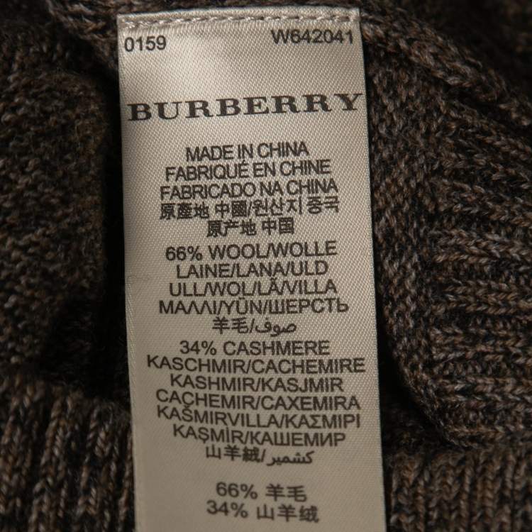 Pre Owned Burberry Brown Wool & Cashmere Knit V-Neck Sweater M