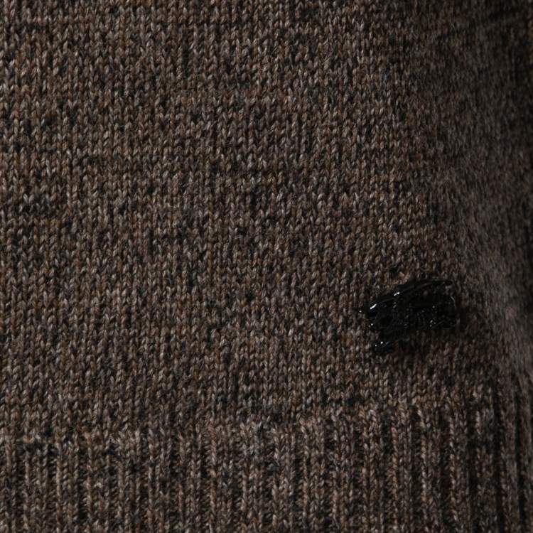 Pre Owned Burberry Brown Wool & Cashmere Knit V-Neck Sweater M