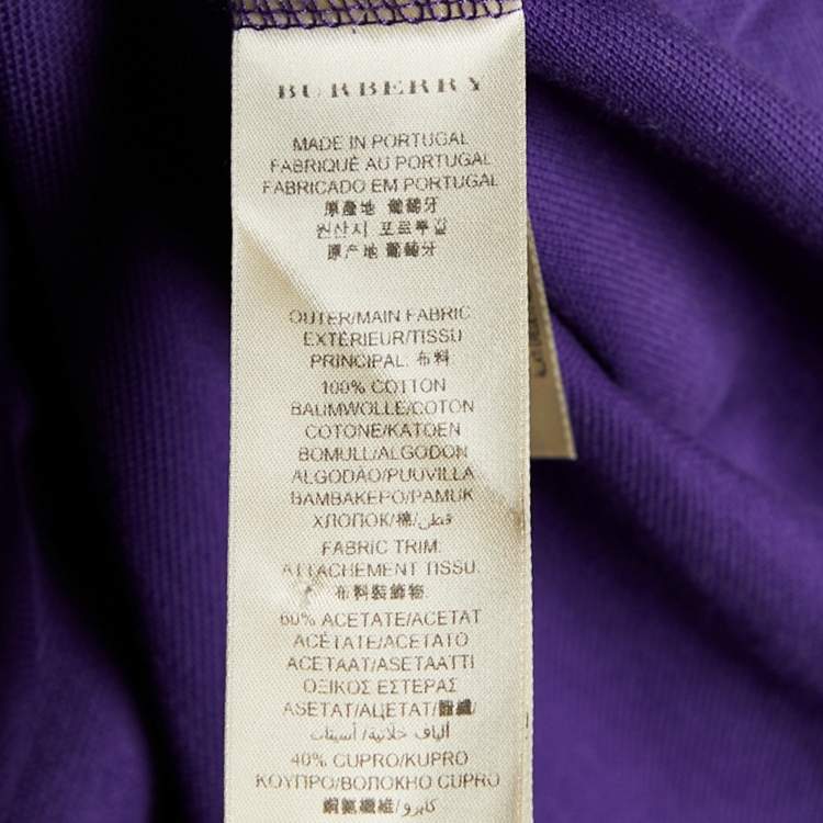 Pre Owned Burberry Purple Cotton Pique Contrast Collar Detail Polo T-Shirt XL
