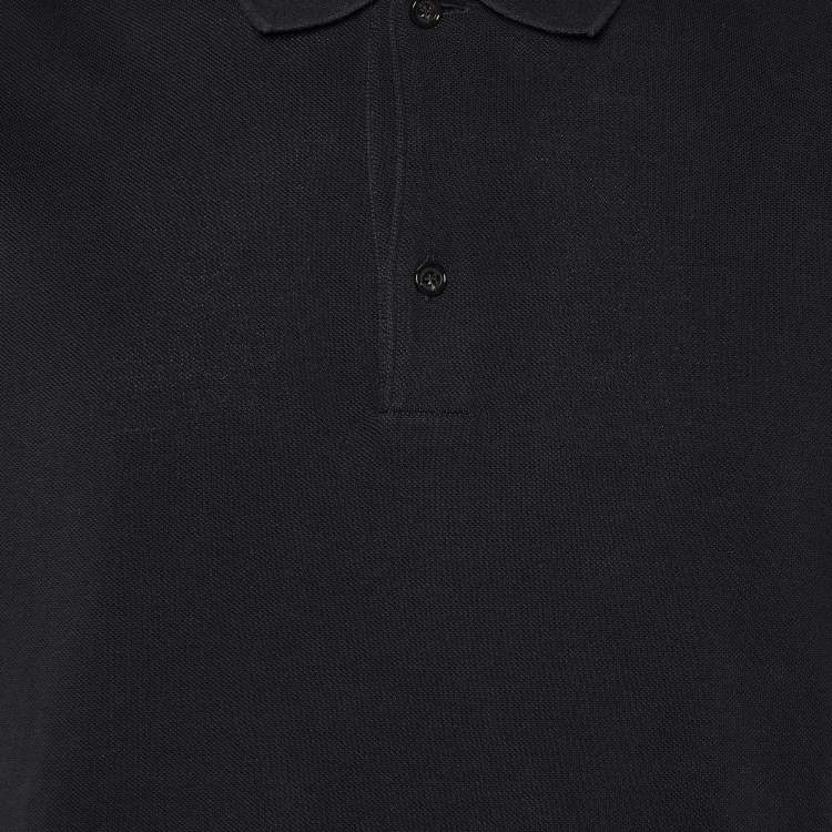 Pre Owned Burberry Black Cotton Pique Polo T-Shirt L