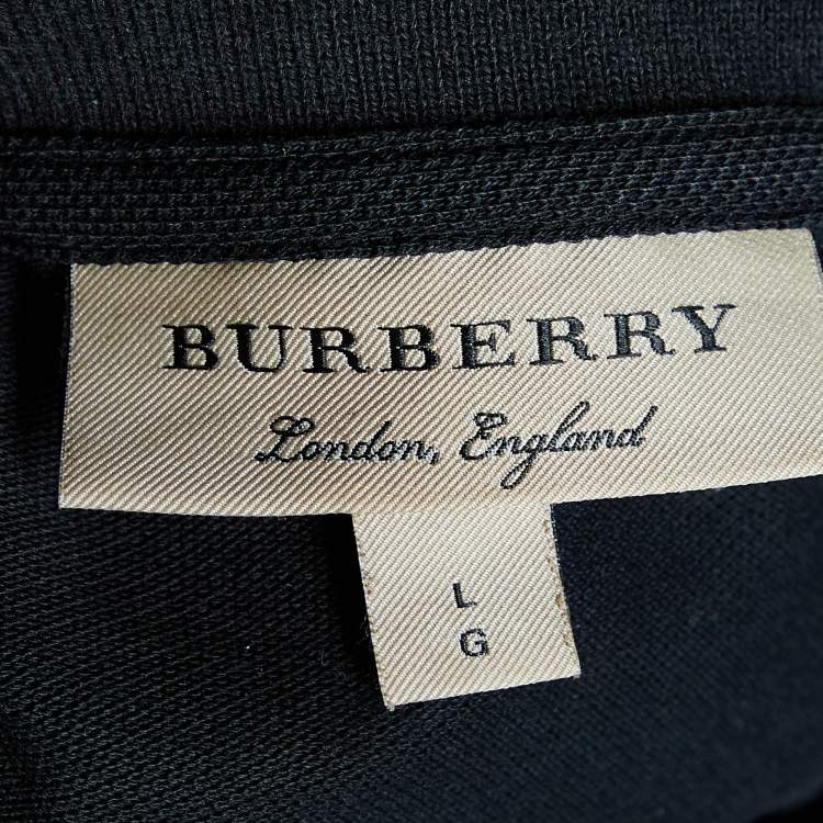 Pre Owned Burberry Black Cotton Pique Polo T-Shirt L