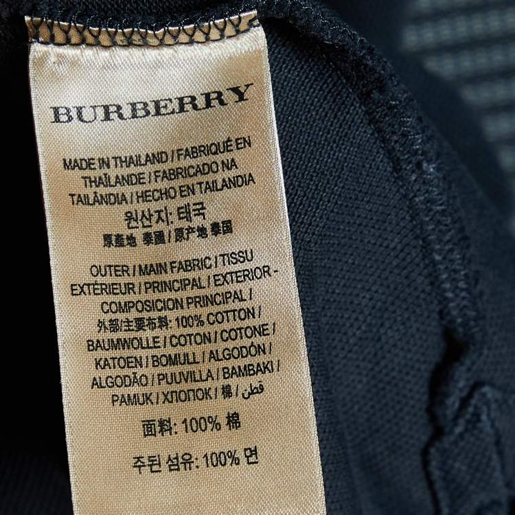 Pre Owned Burberry Black Cotton Pique Polo T-Shirt L