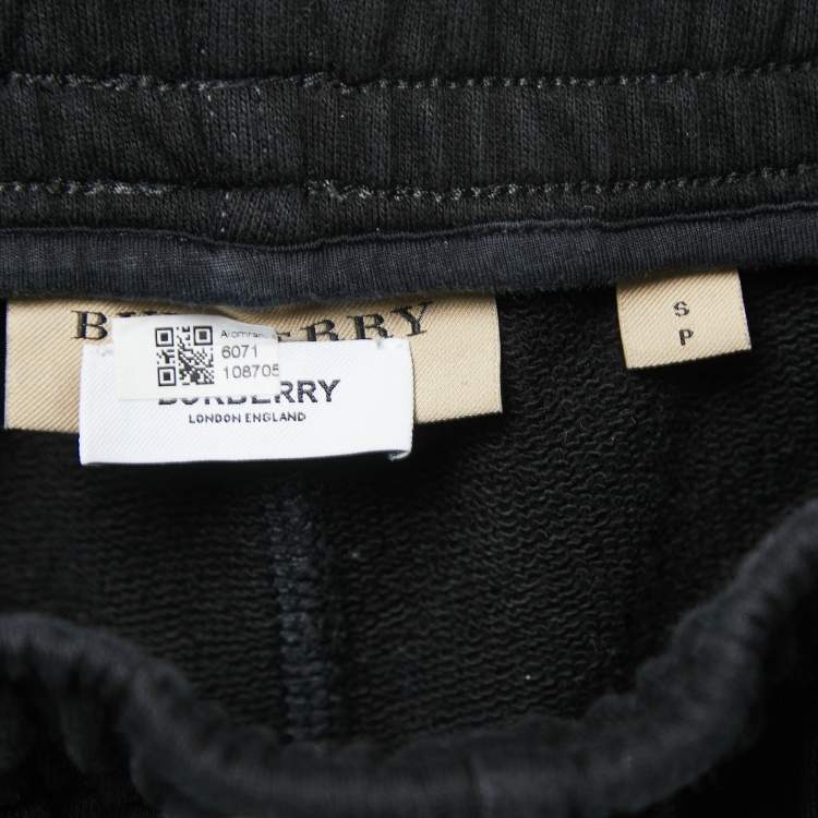 Pre Owned Burberry Black Knit KINGDOM Printed Side Detail Jog Pants S
