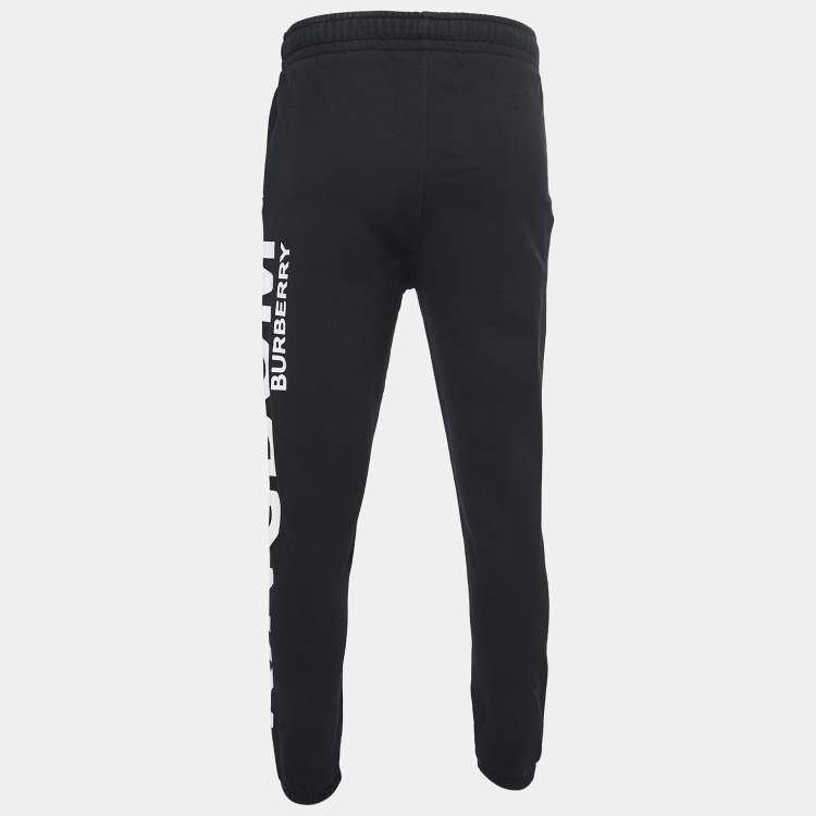 Pre Owned Burberry Black Knit KINGDOM Printed Side Detail Jog Pants S