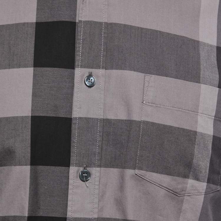Pre Owned Burberry Grey Checked Cotton Full Sleeve Shirt L