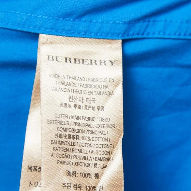 Pre Owned Burberry Blue Checkered Cotton Full Sleeve Shirt L