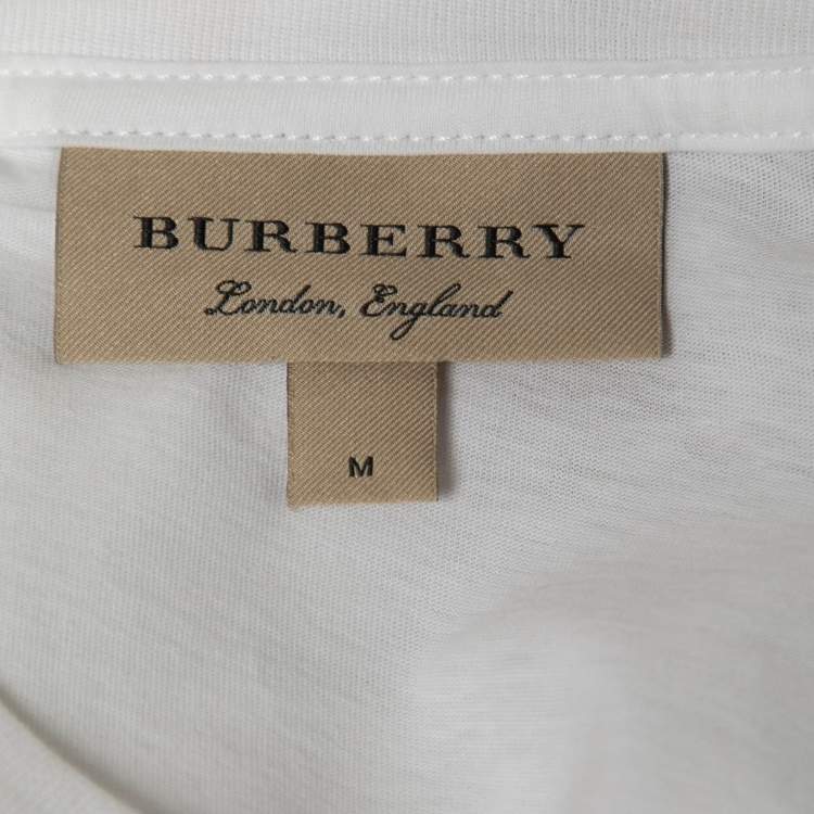 Pre Owned Burberry White Cotton Creature Motif T-Shirt M