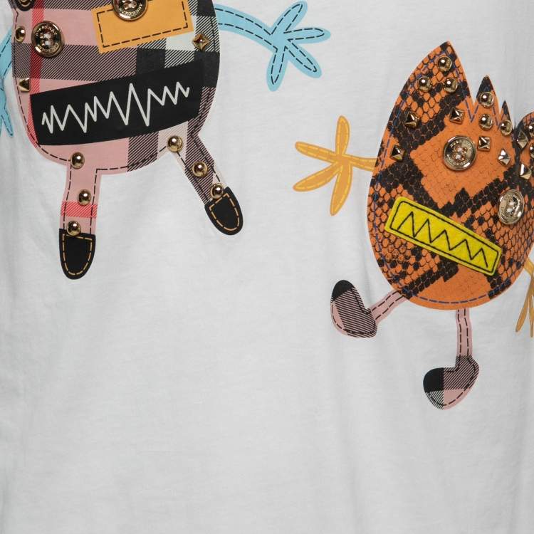 Pre Owned Burberry White Cotton Creature Motif T-Shirt M