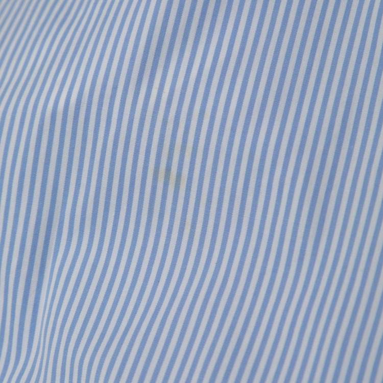 Pre Owned Burberry Blue Striped Cotton Button Front Shirt M