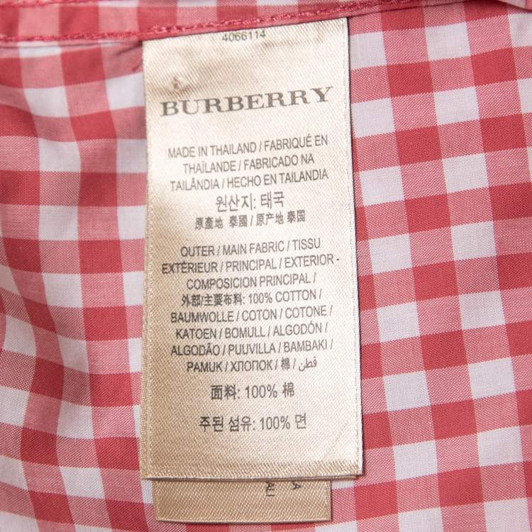 Pre Owned Burberry Red Checked Cotton Full Sleeve Shirt L