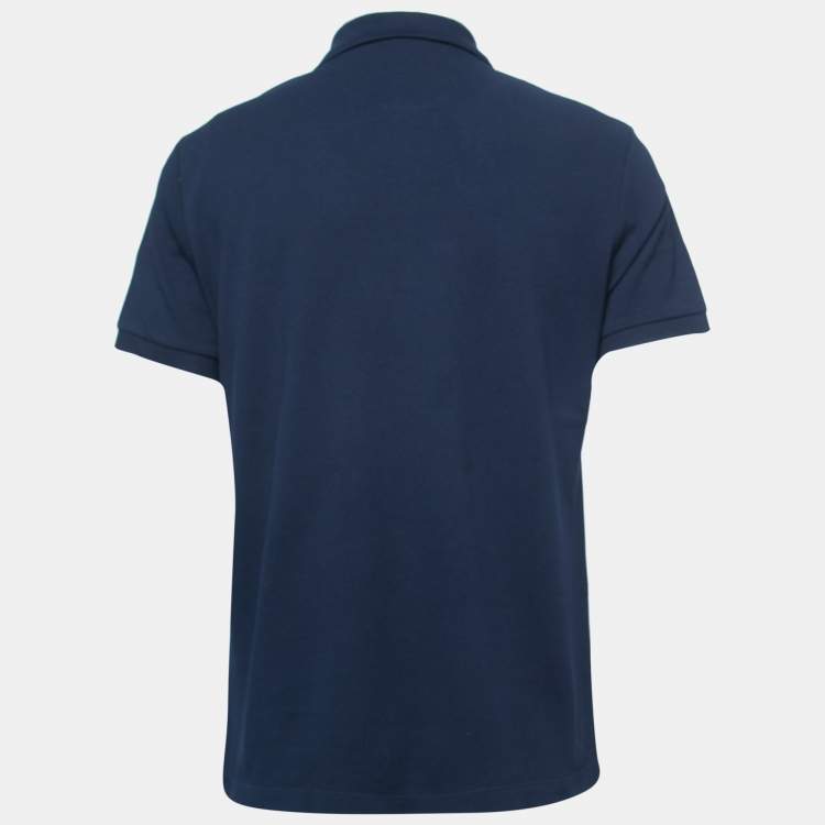 Pre Owned Burberry Navy Blue Cotton Pique Polo T-Shirt L