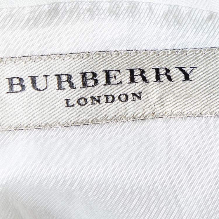 Pre Owned Burberry White Linen Double Breasted Blazer M
