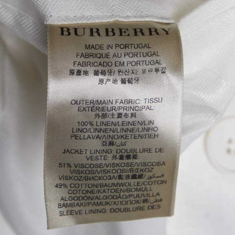 Pre Owned Burberry White Linen Double Breasted Blazer M