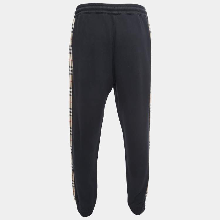 Pre Owned Burberry Black Checkford Cotton Knit Joggers XL
