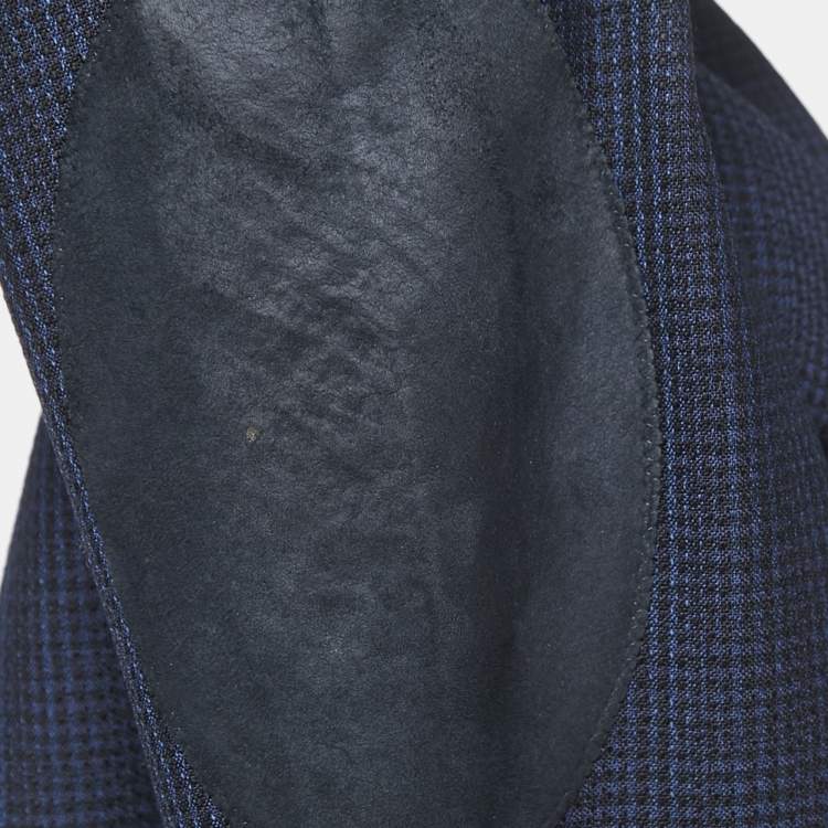 Pre Owned Burberry Navy Blue Patterned Wool Single Breasted Blazer M