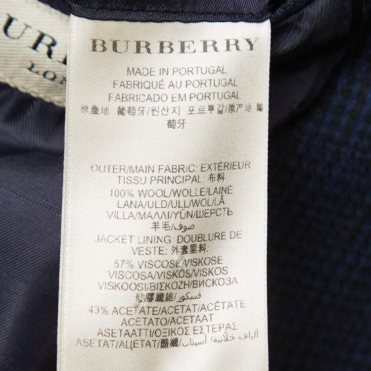 Pre Owned Burberry Navy Blue Patterned Wool Single Breasted Blazer M