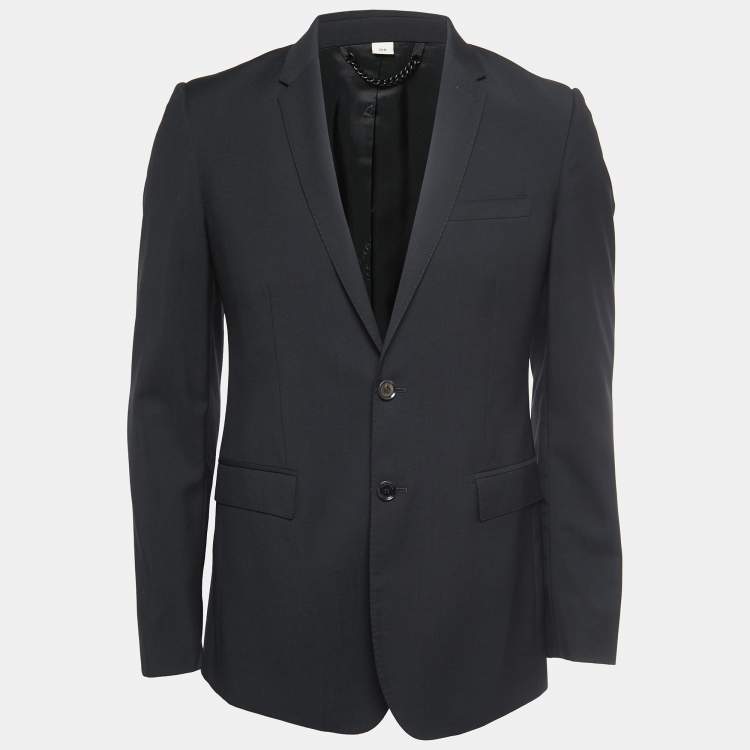 Pre Owned Burberry Black Wool Single Breasted Blazer L
