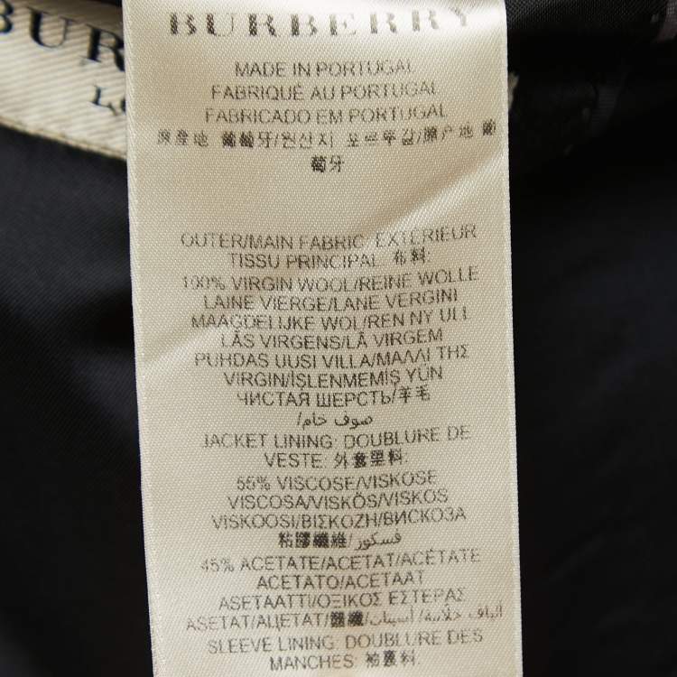 Pre Owned Burberry Black Wool Single Breasted Blazer L