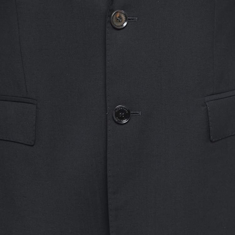 Pre Owned Burberry Black Wool Single Breasted Blazer L