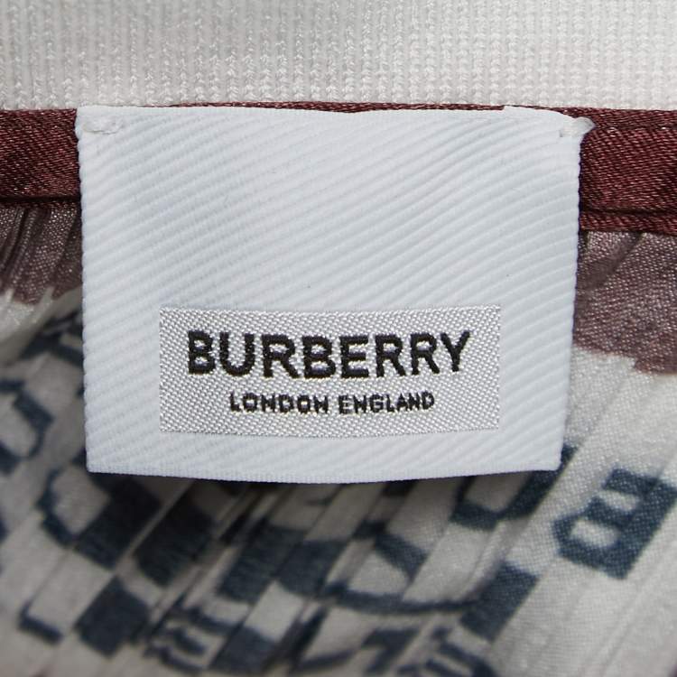 Pre Owned Burberry Brown/Orange Striped Plisse Pleated Polo T-Shirt M