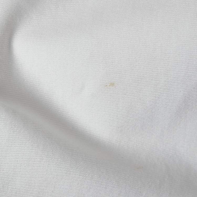Pre Owned Burberry White Cotton Logo Applique T-Shirt L