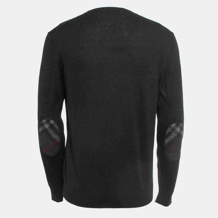 Pre Owned Burberry Black Wool Crew Neck Pullover L
