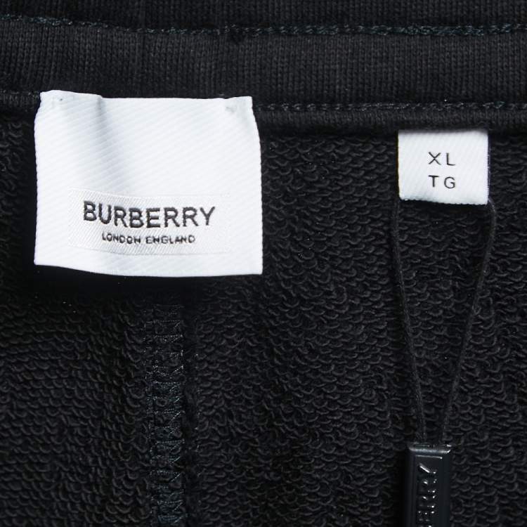 Pre Owned Burberry Black Cotton Vintage Check Paneled Jog Pants XL