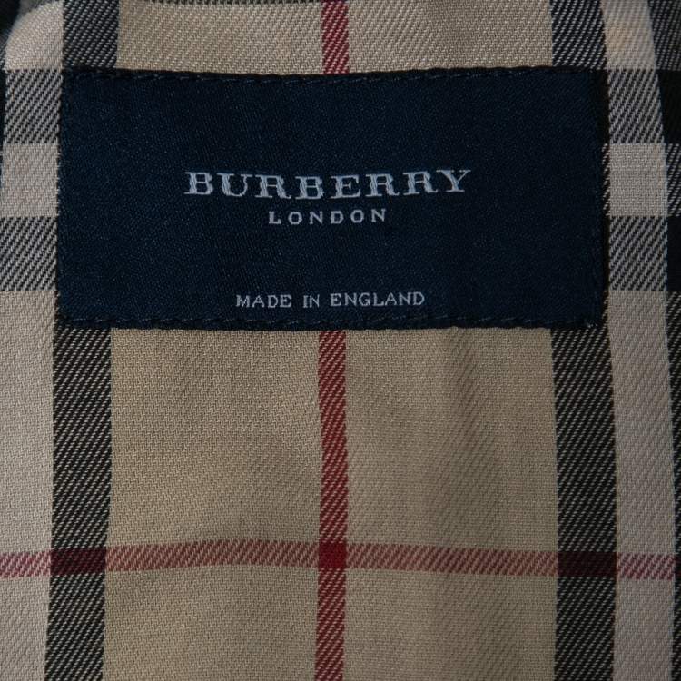 Pre Owned Burberry Vintage Navy Blue Cotton Single Breasted Coat XL
