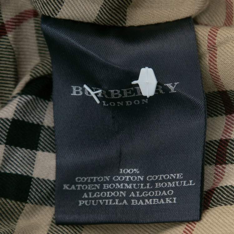 Pre Owned Burberry Vintage Navy Blue Cotton Single Breasted Coat XL
