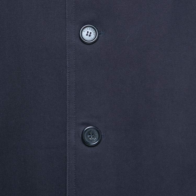 Pre Owned Burberry Vintage Navy Blue Cotton Single Breasted Coat XL