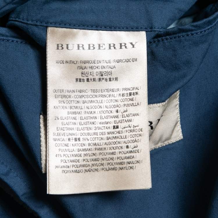 Pre Owned Burberry Navy Blue Cotton Button Front Blazer XXL
