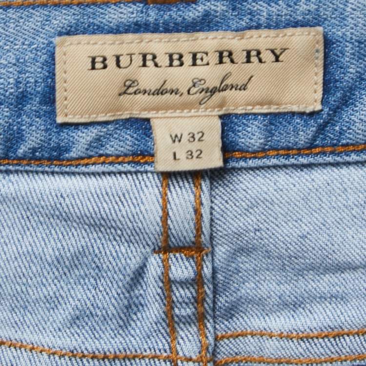 Pre Owned Burberry Blue Denim Straight Fit Jeans M/Waist 35"