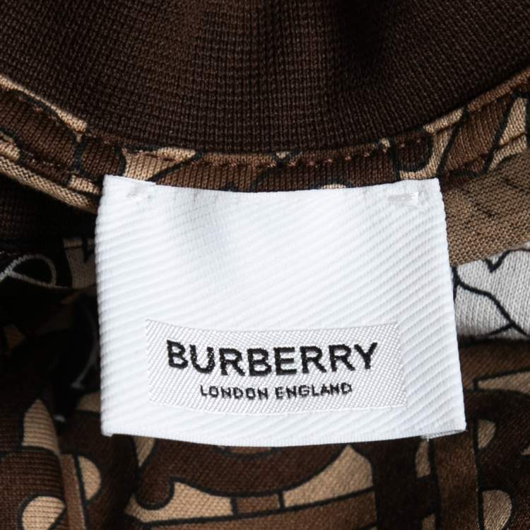 Pre Owned Burberry Brown TB Monogram Striped Cotton Crew Neck T-Shirt XS