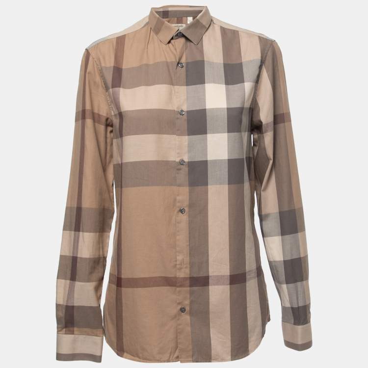 Burberry Cotton Logo Nova Check Button Up Shirt Beige