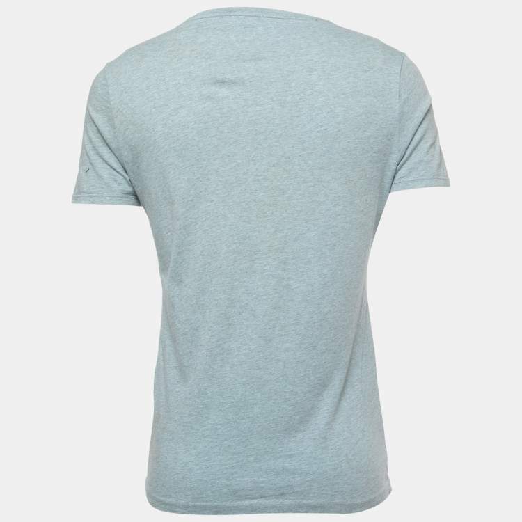 Pre Owned Burberry Brit Light Blue Cotton Knit Nova Check Pocket Detail T-Shirt S