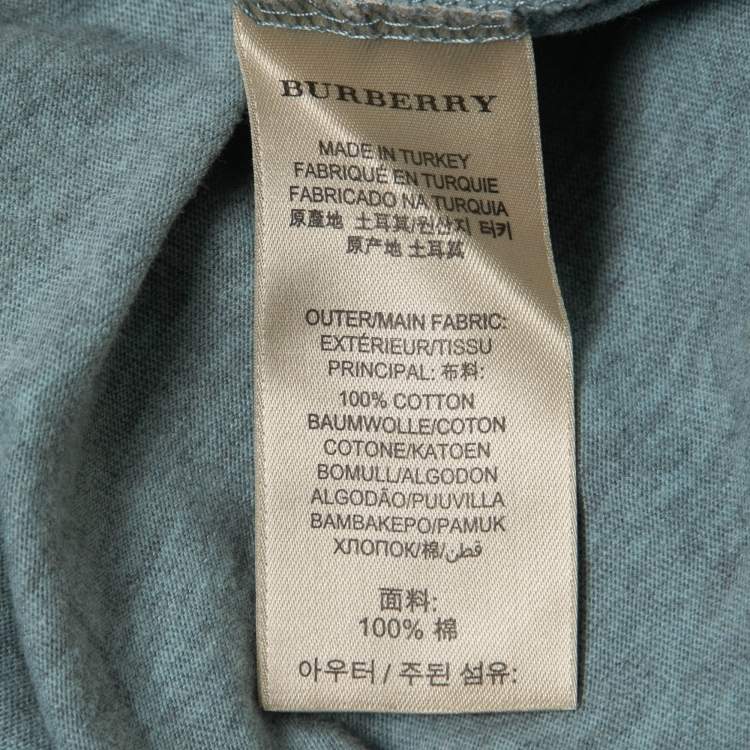 Pre Owned Burberry Brit Light Blue Cotton Knit Nova Check Pocket Detail T-Shirt S