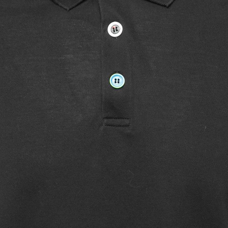 Pre Owned Burberry Black Cotton Pique Polo T-Shirt L