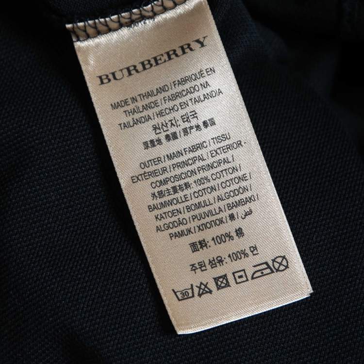 Pre Owned Burberry Black Cotton Pique Polo T-Shirt L