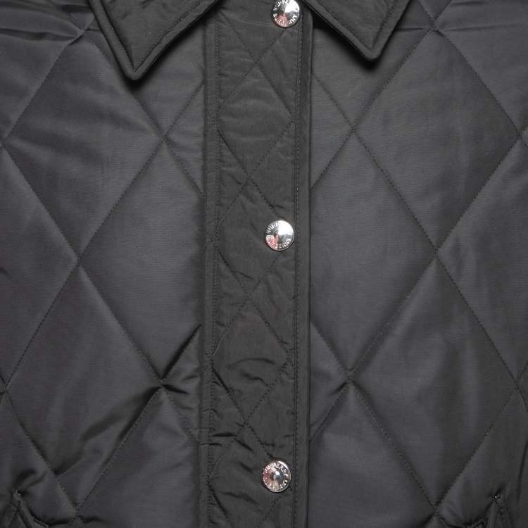Pre Owned Burberry Black Quilted Nylon Zip Front Jacket XL