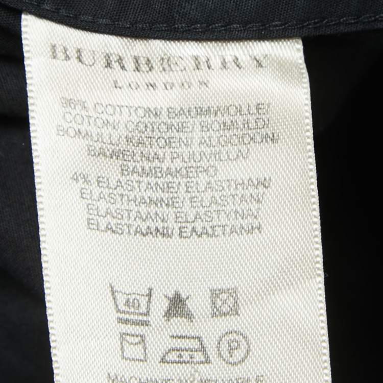 Pre Owned Burberry Black Logo Embroidered Cotton Button Front Slim Fit Shirt XL