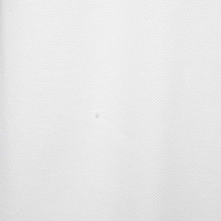 Pre Owned Burberry White Cotton Pique Contrast Logo Collar Detail Polo T-Shirt M