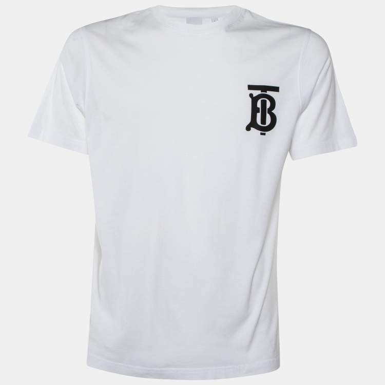 Burberry White Logo Printed Cotton Knit Crewneck T-Shirt S