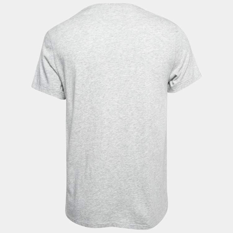 Pre Owned Burberry Grey Logo Embroidered Cotton Half Sleeve T-Shirt L