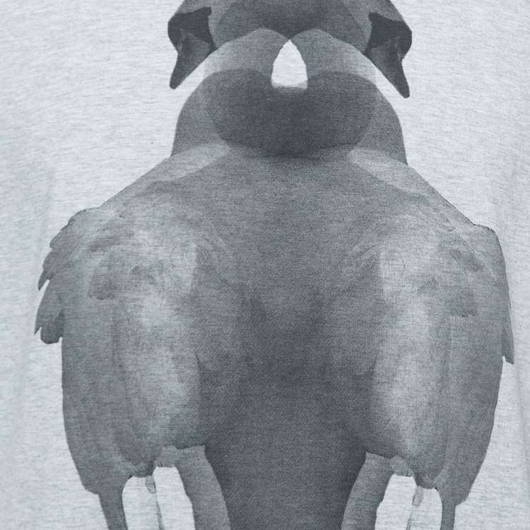 Pre Owned Burberry Grey Swan Printed Cotton T-Shirt S